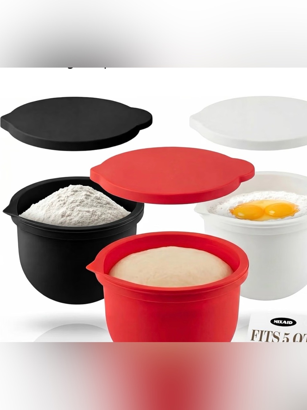 New Open Box 3-Pcs 5qt Mixer Bowl Silicone Insert Aid,Non-Stick Liners
